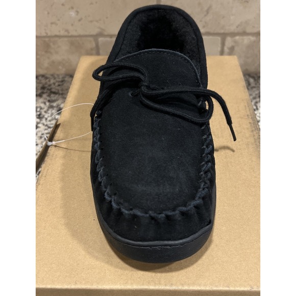 New BEARPAW Wyden II 2200 Mens Moc‎ Toe Black Slip On Slipper Shearling Lined 11